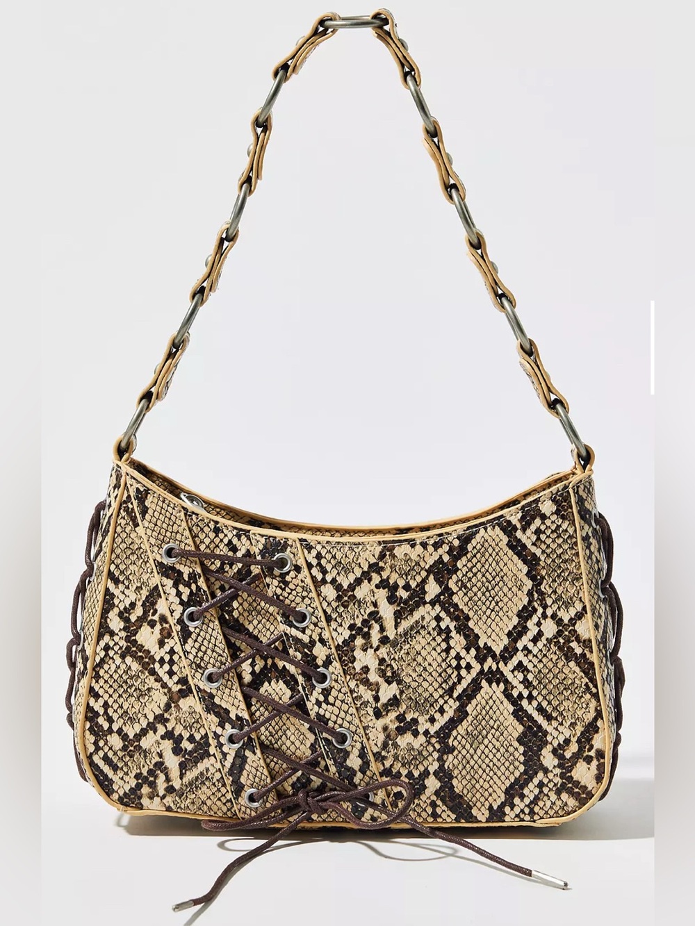 UO Silence + Noise Kez Boho Laced Bag Snake-Print